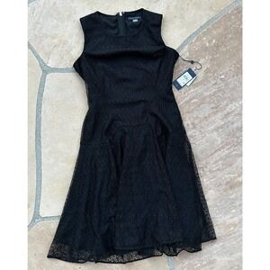 New Tommy Hilfiger Black Sleeveless A line Floral Dress Size 2 Black Lace